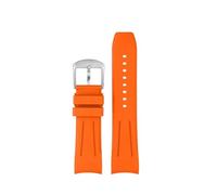 HASGTFM Correa de reloj de goma con flúor de extremo curvado de primera calidad, apta for relojes Longines aptos for relojes Seiko, correa de reloj de goma FKM de diseño de 20mm y 22mm(Orange silver p