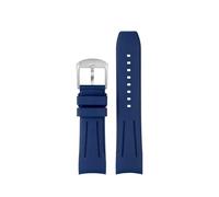 HASGTFM Correa de reloj de goma con flúor de extremo curvado de primera calidad, apta for relojes Longines aptos for relojes Seiko, correa de reloj de goma FKM de diseño de 20mm y 22mm(Blue silver pin