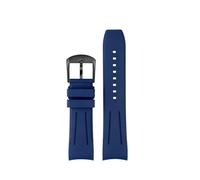 HASGTFM Correa de reloj de goma con flúor de extremo curvado de primera calidad, apta for relojes Longines aptos for relojes Seiko, correa de reloj de goma FKM de diseño de 20mm y 22mm(Blue black pin,