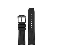 HASGTFM Correa de reloj de goma con flúor de extremo curvado de primera calidad, apta for relojes Longines aptos for relojes Seiko, correa de reloj de goma FKM de diseño de 20mm y 22mm(Black black pin