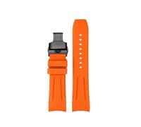 HASGTFM Correa de reloj de goma con flúor de extremo curvado de primera calidad, apta for relojes Longines aptos for relojes Seiko, correa de reloj de goma FKM de diseño de 20mm y 22mm(Orange black bu