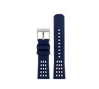 HASGTFM Correa de reloj de goma con flúor de liberación rápida, estructura porosa de primera calidad, diseño de 20mm y 22mm, apta for Seiko 5, correa for deportes al aire libre(Blue silver buckle,20mm