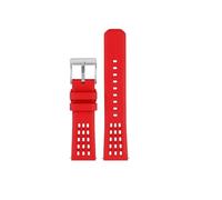 HASGTFM Correa de reloj de goma con flúor de liberación rápida, estructura porosa de primera calidad, diseño de 20mm y 22mm, apta for Breitling, correa for deportes al aire libre(Red silver buckle,20m