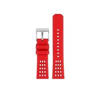 HASGTFM Correa de reloj de goma con flúor de liberación rápida, estructura porosa de primera calidad, diseño de 20mm y 22mm, apta for Seiko 5, correa for deportes al aire libre(Red silver buckle,22mm)