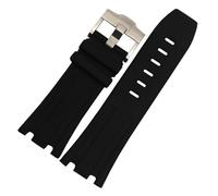 HASGTFM Correa de reloj de goma, correa de silicona de 28mm, correa de reloj negra apta for Audemars Fit for Piguet ap 26165IO 15703ST(Black silver clasp)