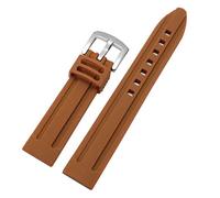 HASGTFM Correa de reloj de goma de flúor 18mm 20 mm 22 mm 24mm Liberación rápida Relojes impermeables Respire las bandas de reemplazo Llegada Llegada(Brown-Silver Buckle,18mm)
