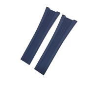 HASGTFM Correa de reloj de goma de silicona de 25mm x 13mm apta for Patek Philippe 5712 5711G correa de reloj marrón negro azul(Blue,SILVER LINK_WITHOUT)