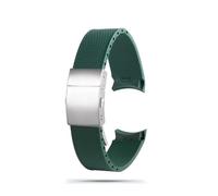 HASGTFM Correa de reloj de goma de silicona for hombre, correa de reloj for interfaz de arco de 21mm for buceo, suave, negra, azul y verde, apta for Longines y Hydro Conquest(Green-Silver)