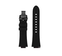 HASGTFM Correa de reloj de goma de silicona for hombre, correa de reloj for junta convexa de 24x16mm, negra, azul, verde y naranja, apta for Timex Adventure Tidal IQ T2N720 T2N721(Black-Black)