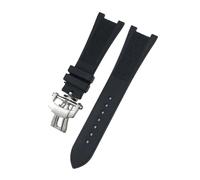 HASGTFM Correa de reloj de goma de silicona for interfaz cóncava de 25mm x 13mm apta for correa de reloj Patek Philippe 5711 5726 5712 5980(Folding,25MM_GOLDEN BUCKLE)