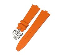 HASGTFM Correa de reloj de goma FKM Fluoros de 24 * 7mm apta for Vacheron Constantin 5500V 4500V correa de reloj Vc pulsera convexa de 7mm(Orange Style 1,24MM X 7MM_SILVER)