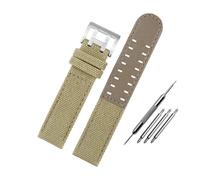 HASGTFM Correa de reloj de lona de nailon 20 22, pulsera de reloj for hombre for parte inferior de cuero verde militar, marrón y negro, compatible for Hamilton Khaki Field(Khaki-S pin,22mm)