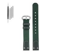 HASGTFM Correa de reloj de lona de nailon for mujer, pulsera de reloj de 12 a 14mm de tamaño pequeño, rosa, caqui, verde y negro, apta for Armani Staring Night(Green-S pin,14mm)