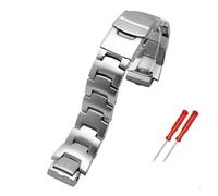 HASGTFM Correa de reloj de Metal for hombre apta for Casio PRW-6000/6100/3000/3100 PRG-300, correa de acero for reloj, accesorios de pulsera for hombre, extremo convexo de 16mm(Silver)