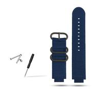 HASGTFM Correa de reloj de nailon convexa for hombre, anillo de Metal compatible con TIMEX T2N721 T2N720 TW2T76500 TW2T76300, correa de reloj deportiva de lona transpirable de 24x16mm(Blue-black)