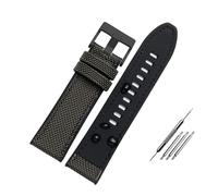 HASGTFM Correa de reloj de nailon de 24mm, 26mm y 28mm apta for diésel DZ4500 DZ4506 DZ7420 DZ4318, correa de silicona resistente al agua, pulsera for hombre en negro y verde(Green-black bucke,24mm)