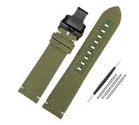 HASGTFM Correa de reloj de nailon for hombre apta for Citizen Fit for Mido Fit for Navigator M026.629/430 Fit for Ocean Star M042.430 Correa de reloj de cuero de lona 22 mm(Green black Folding)