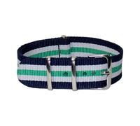 HASGTFM Correa de reloj de nailon tejida, venta al por mayor, a rayas de 12mm, correas de reloj de pulsera, tela con hebilla(Navy White Green B)