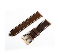 HASGTFM Correa de reloj de reloj de cuero 24 mm for hombres correas retro Reloj de banda con bronce pin hebilla pulsera
