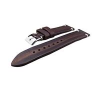 HASGTFM Correa de reloj de reloj de cuero retro hecho a mano 18mm 20 mm 22 mm 24mm hombre mujer mujer reloj de relojes cinturón plateado pulido hebilla(Dark red,20mm)