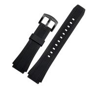 HASGTFM Correa de reloj de resina negra for hombre apta for CASIO Edifice 5119 EF-552 EF-552D 25 * 20mm boca convexa pulsera de silicona con correa de goma resistente al agua(Black-black buckle)