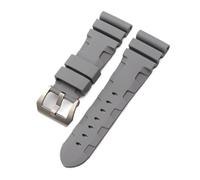 HASGTFM Correa de reloj de silicona de goma natural, 22mm, 24mm, 26mm, apta for Panerai, compatible for Luminor PAM441, negro, azul, naranja, herramientas for correa de reloj deportivo(-silver,24mm wi