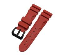 HASGTFM Correa de reloj de silicona de goma natural, 22mm, 24mm, 26mm, apta for Panerai, compatible for Luminor PAM441, negro, azul, naranja, herramientas for correa de reloj deportivo(Red-black,26mm