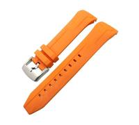 HASGTFM Correa de reloj de silicona de goma suave, 22mm, 21mm, apta for Tissot T120 Seastar serie T120417, correa de reloj de buceo naranja y negro(Orange Silver,21mm)