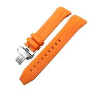 HASGTFM Correa de reloj de silicona de goma suave, 22mm, 21mm, apta for Tissot T120 Seastar serie T120417, correa de reloj de buceo naranja y negro(Orange Silver 1,21mm)
