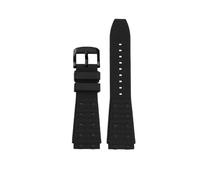 HASGTFM Correa de reloj de silicona Fluororubber, pulsera de reloj for hombre for junta convexa de 22 y 24mm, negra y azul, apta for Breitling Chronomat B01(Black-B pin,24mm)