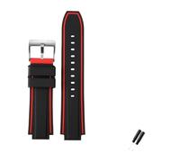 HASGTFM Correa de reloj de silicona resistente al agua de 20, 22 mm y 24 mm for boca elevada, apta for Timex Tide Series T2N739 T2N720 T2N721, apta for pulsera for correa Panerai PAM111(Blackred-silve
