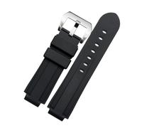 HASGTFM Correa de reloj de silicona resistente al agua de 20, 22 mm y 24 mm for boca elevada, apta for Timex Tide Series T2N739 T2N720 T2N721, apta for pulsera for correa Panerai PAM111(Black-silver)
