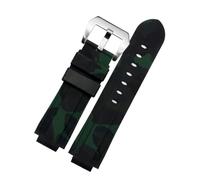 HASGTFM Correa de reloj de silicona resistente al agua de 20, 22 mm y 24 mm for boca elevada, apta for Timex Tide Series T2N739 T2N720 T2N721, apta for pulsera for correa Panerai PAM111(Camogreen-silv