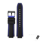 HASGTFM Correa de reloj de silicona resistente al agua de 20, 22 mm y 24 mm for boca elevada, apta for Timex Tide Series T2N739 T2N720 T2N721, apta for pulsera for correa Panerai PAM111(Blackblue-blac