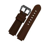 HASGTFM Correa de reloj de silicona resistente al agua de 20, 22 mm y 24 mm for boca elevada, apta for Timex Tide Series T2N739 T2N720 T2N721, apta for pulsera for correa Panerai PAM111(Brown-black)