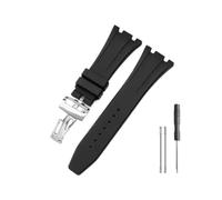 HASGTFM Correa de reloj de silicona y caucho compatible for Ap Royal Oak 15400/26331/15500 en correas de reloj naranja, verde y azul de 27mm(Black-Steel-Z1)