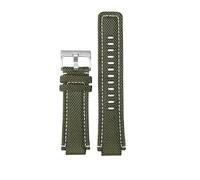 HASGTFM Correa de reloj deportiva de lona compatible for TIMEX T2N720 T2N721 TW2R55500 24 * 16mm ejército verde marrón pulsera de correa de reloj for hombre(Green white-silver)