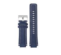 HASGTFM Correa de reloj deportiva de lona compatible for TIMEX T2N720 T2N721 TW2R55500 24 * 16mm ejército verde marrón pulsera de correa de reloj for hombre(Blue white -silver)