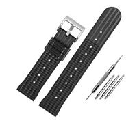 HASGTFM Correa de reloj deportiva de silicona for buzo for hombre, 20 mm, 22 mm, compatible for Citizen, Seiko, IWC, Omegas, Waffle, pulsera, cadena de goma universal de moda(Black silver clasp,20mm)