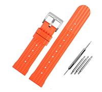 HASGTFM Correa de reloj deportiva de silicona for buzo for hombre, 20 mm, 22 mm, compatible for Citizen, Seiko, IWC, Omegas, Waffle, pulsera, cadena de goma universal de moda(Orange silver clasp,22mm)