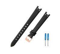 HASGTFM Correa de reloj femenina for interfaz cóncava y cuero negro de calidad, compatible for la serie Anne Klein AK 1950/9442/9918/9168 for hebilla de acero(Black-Rose-K12)