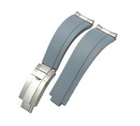 HASGTFM Correa de reloj for hebilla corta de goma de 20 mm y 21 mm apta for Rolex Fit for Daytona Submariner Role OYSTERFLEX Yacht Master Correa de silicona for muñeca pequeña(Gray-Buckle-Link,20mm)