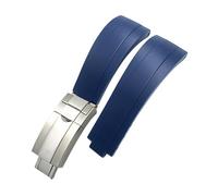 HASGTFM Correa de reloj for hebilla corta de goma de 20 mm y 21 mm apta for Rolex Fit for Daytona Submariner Role OYSTERFLEX Yacht Master Correa de silicona for muñeca pequeña(Blue-Buckle,20mm)