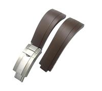 HASGTFM Correa de reloj for hebilla corta de goma de 20 mm y 21 mm apta for Rolex Fit for Daytona Submariner Role OYSTERFLEX Yacht Master Correa de silicona for muñeca pequeña(Brown-Buckle,21mm)