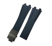 HASGTFM Correa de reloj for hebilla plegable de acero y goma de silicona, 26mm, apta for Ulysse Nardin, accesorios de correa deportiva azul, negro y marrón(Black Black buckle)