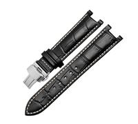 HASGTFM Correa de reloj for muescas apta for GC Fit for Guess Fit for pulsera impermeable de cuero Passa 20MM 22 * 13MM for hombres(Black-b-silver,22.13mm)