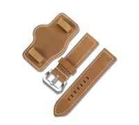 HASGTFM Correa de reloj Lea/ther 20 22 24 26mm cierres de gancho y bucle fáciles de escoger negro marrón for bandeja correa de reloj for hombre apta for Panerai(Brown-S pin,22mm)