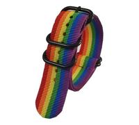 HASGTFM Correa de reloj militar PVD con Hebilla negra for hombre y mujer, correa de nailon de 18mm, 20mm, 22mm y 24mm, hebilla de anillo for reloj de pulsera(Rainbow,20mm)
