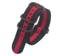 HASGTFM Correa de Reloj Militar PVD con Hebilla Negra for Hombre y Mujer, Correa de Nailon de 18mm, 20mm, 22mm y 24mm, Hebilla de Anillo for Reloj de Pulsera(Black-Red-Black,22mm)