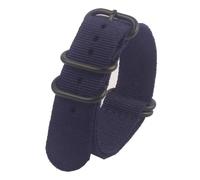 HASGTFM Correa de reloj militar PVD con Hebilla negra for hombre y mujer, correa de nailon de 18mm, 20mm, 22mm y 24mm, hebilla de anillo for reloj de pulsera(Navy Blue,18mm)